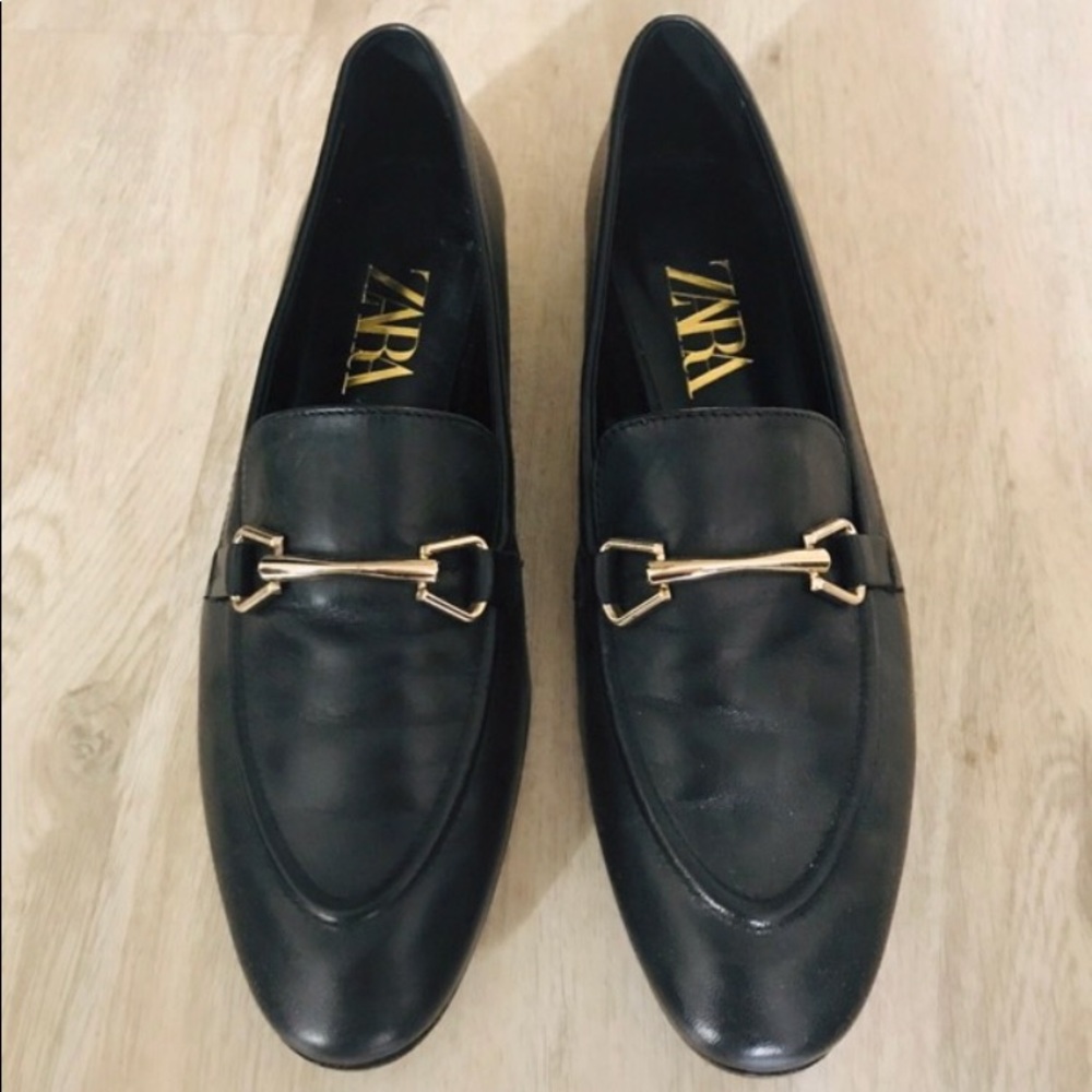 NWOT - ZARA Black Leather Loafers